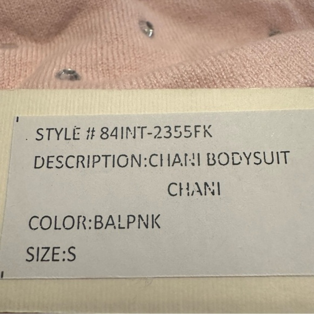 Ronny Kobo Chani Rhinestone Embellished Knit Bodysuit Ballet Pink Sz Small - Picture 5 of 5